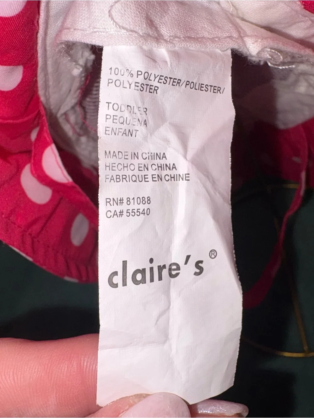 Claire's Hot Pink Polka Dot Kids Sun Hat